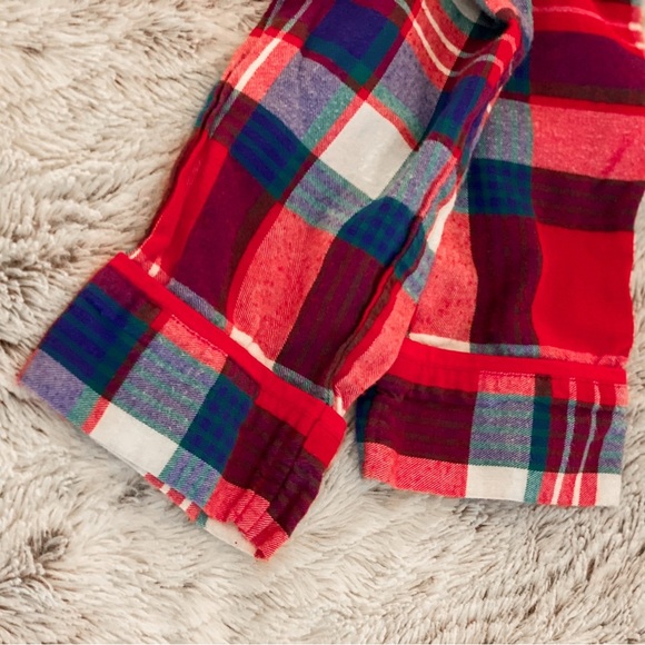 XS XHILARATION FLANNEL BUTTON DOWN RED WHITE BLUE LONG SLEEVE SHIRT TOP JACKET - Picture 7 of 8